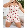 image:imageSOLY HUX Womens Plus Size Pajama Set 2 Piece Cute Heart Print Lounge Cami Top and Elastic Waist Shorts Pjs SleepwearBeige and Red Heart