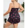 image:imageSOLY HUX Womens Plus Size Pajama Set 2 Piece Cute Heart Print Lounge Cami Top and Elastic Waist Shorts Pjs SleepwearBlack Heart Graphic