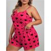 image:imageSOLY HUX Womens Plus Size Pajama Set 2 Piece Cute Heart Print Lounge Cami Top and Elastic Waist Shorts Pjs SleepwearHotpink Heart Print