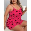 image:imageSOLY HUX Womens Plus Size Pajama Set 2 Piece Cute Heart Print Lounge Cami Top and Elastic Waist Shorts Pjs SleepwearHotpink Heart Print
