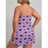 image:imageSOLY HUX Womens Plus Size Pajama Set 2 Piece Cute Heart Print Lounge Cami Top and Elastic Waist Shorts Pjs SleepwearMauve Purple Heart Print