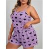 image:imageSOLY HUX Womens Plus Size Pajama Set 2 Piece Cute Heart Print Lounge Cami Top and Elastic Waist Shorts Pjs SleepwearMauve Purple Heart Print