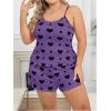 image:imageSOLY HUX Womens Plus Size Pajama Set 2 Piece Cute Heart Print Lounge Cami Top and Elastic Waist Shorts Pjs SleepwearPurple Heart Printed