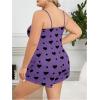 image:imageSOLY HUX Womens Plus Size Pajama Set 2 Piece Cute Heart Print Lounge Cami Top and Elastic Waist Shorts Pjs SleepwearPurple Heart Printed
