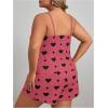 image:imageSOLY HUX Womens Plus Size Pajama Set 2 Piece Cute Heart Print Lounge Cami Top and Elastic Waist Shorts Pjs SleepwearRose Red Heart Print