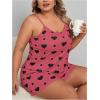image:imageSOLY HUX Womens Plus Size Pajama Set 2 Piece Cute Heart Print Lounge Cami Top and Elastic Waist Shorts Pjs SleepwearRose Red Heart Print