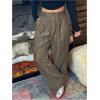 image:imageSOLY HUX Womens Plus Size Plaid Suit Pants High Waisted Wide Leg Pants Work Office TrousersBeige