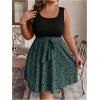 image:imageSOLY HUX Womens Plus Size Polka Dots Sleeveless Summer Tank Dress Belted Vacation Beach Flowy Short DressesDark Green Black Multi