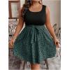 image:imageSOLY HUX Womens Plus Size Polka Dots Sleeveless Summer Tank Dress Belted Vacation Beach Flowy Short DressesDark Green Black Multi