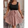image:imageSOLY HUX Womens Plus Size Polka Dots Sleeveless Summer Tank Dress Belted Vacation Beach Flowy Short DressesPink Black Multi