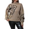 image:imageSOLY HUX Womens Plus Size Ribbed Sweater Mock Neck Long Sleeve Floral Knit Pullover Tops Fall ClothesBrown Floral