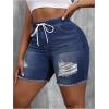 image:imageSOLY HUX Womens Plus Size Ripped Denim Shorts Distressed Drawstring High Waisted Skinny Jean Short PantsDark Wash