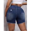 image:imageSOLY HUX Womens Plus Size Ripped Denim Shorts Distressed Drawstring High Waisted Skinny Jean Short PantsDark Wash