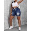 image:imageSOLY HUX Womens Plus Size Ripped Denim Shorts Distressed Drawstring High Waisted Skinny Jean Short PantsDark Wash