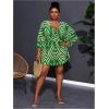 image:imageSOLY HUX Womens Plus Size Romper Striped V Neck Tie Front 34 Sleeve Loose Short JumpsuitGreen Print