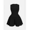 image:imageSOLY HUX Womens Plus Size Ruched Deep V Neck Romper Summer Sleeveless Wide leg Short JumpsuitsPlain Black