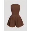 image:imageSOLY HUX Womens Plus Size Ruched Deep V Neck Romper Summer Sleeveless Wide leg Short JumpsuitsPlain Brown