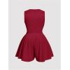 image:imageSOLY HUX Womens Plus Size Ruched Deep V Neck Romper Summer Sleeveless Wide leg Short JumpsuitsPlain Red
