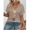 image:imageSOLY HUX Womens Plus Size Short Sleeve T Shirts V Neck Heart Graphic Summer Tee TopsKhaki Hearts