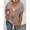 image:imageSOLY HUX Womens Plus Size Short Sleeve T Shirts V Neck Heart Graphic Summer Tee TopsKhaki Hearts