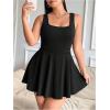 image:imageSOLY HUX Womens Plus Size Sleeveless Rompers Square Neck Athletic Tennis Dress Built in ShortsPlain Black
