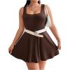 image:imageSOLY HUX Womens Plus Size Sleeveless Rompers Square Neck Athletic Tennis Dress Built in ShortsPlain Brown