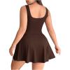 image:imageSOLY HUX Womens Plus Size Sleeveless Rompers Square Neck Athletic Tennis Dress Built in ShortsPlain Brown