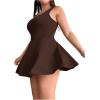 image:imageSOLY HUX Womens Plus Size Sleeveless Rompers Square Neck Athletic Tennis Dress Built in ShortsPlain Brown