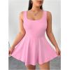 image:imageSOLY HUX Womens Plus Size Sleeveless Rompers Square Neck Athletic Tennis Dress Built in ShortsPlain Pink