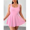image:imageSOLY HUX Womens Plus Size Sleeveless Rompers Square Neck Athletic Tennis Dress Built in ShortsPlain Pink
