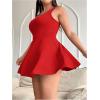 image:imageSOLY HUX Womens Plus Size Sleeveless Rompers Square Neck Athletic Tennis Dress Built in ShortsPlain Red