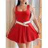 image:imageSOLY HUX Womens Plus Size Sleeveless Rompers Square Neck Athletic Tennis Dress Built in ShortsPlain Red