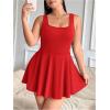 image:imageSOLY HUX Womens Plus Size Sleeveless Rompers Square Neck Athletic Tennis Dress Built in ShortsPlain Red