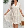 image:imageSOLY HUX Womens Plus Size Striped Ruffle Dress Summer Deep V Neck Half Sleeve Flowy Babydoll DressesApricot Striped