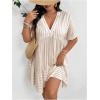 image:imageSOLY HUX Womens Plus Size Striped Ruffle Dress Summer Deep V Neck Half Sleeve Flowy Babydoll DressesApricot Striped