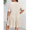 image:imageSOLY HUX Womens Plus Size Striped Ruffle Dress Summer Deep V Neck Half Sleeve Flowy Babydoll DressesApricot Striped