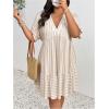 image:imageSOLY HUX Womens Plus Size Striped Ruffle Dress Summer Deep V Neck Half Sleeve Flowy Babydoll DressesApricot Striped