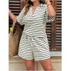 image:imageSOLY HUX Womens Plus Size Summer Outfits Striped Print Short Sleeve Top and Shorts 2 Piece SetApricot Striped
