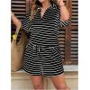 image:imageSOLY HUX Womens Plus Size Summer Outfits Striped Print Short Sleeve Top and Shorts 2 Piece SetBlack Striped