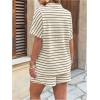 image:imageSOLY HUX Womens Plus Size Summer Outfits Striped Print Short Sleeve Top and Shorts 2 Piece SetKhaki Striped