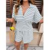 image:imageSOLY HUX Womens Plus Size Summer Outfits Striped Print Short Sleeve Top and Shorts 2 Piece SetLight Blue Striped