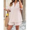 image:imageSOLY HUX Womens Plus Size Summer Outfits Striped Print Short Sleeve Top and Shorts 2 Piece SetPink Striped