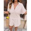 image:imageSOLY HUX Womens Plus Size Summer Outfits Striped Print Short Sleeve Top and Shorts 2 Piece SetPink Striped
