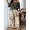 image:imageSOLY HUX Womens Plus Size Summer Vacation Outfits 2 Piece Off the Shoulder 34 Sleeve Blouse and Floral Pants SetGreen Floral