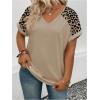 image:imageSOLY HUX Womens Plus Size Tops Leopard Short Sleeve V Neck Summer TShirts Tunic TopsKhaki Leopard