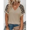 image:imageSOLY HUX Womens Plus Size Tops Leopard Short Sleeve V Neck Summer TShirts Tunic TopsKhaki Leopard