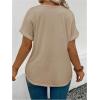 image:imageSOLY HUX Womens Plus Size Tops Leopard Short Sleeve V Neck Summer TShirts Tunic TopsKhaki Leopard