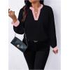 image:imageSOLY HUX Womens Plus Size Tops Notched V Neck Long Sleeve Color Block Casual Work BlouseBlack and Pink