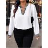 image:imageSOLY HUX Womens Plus Size Tops Notched V Neck Long Sleeve Color Block Casual Work BlouseBlack and White Houndstooth