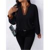 image:imageSOLY HUX Womens Plus Size Tops Notched V Neck Long Sleeve Color Block Casual Work BlouseBrown and Black